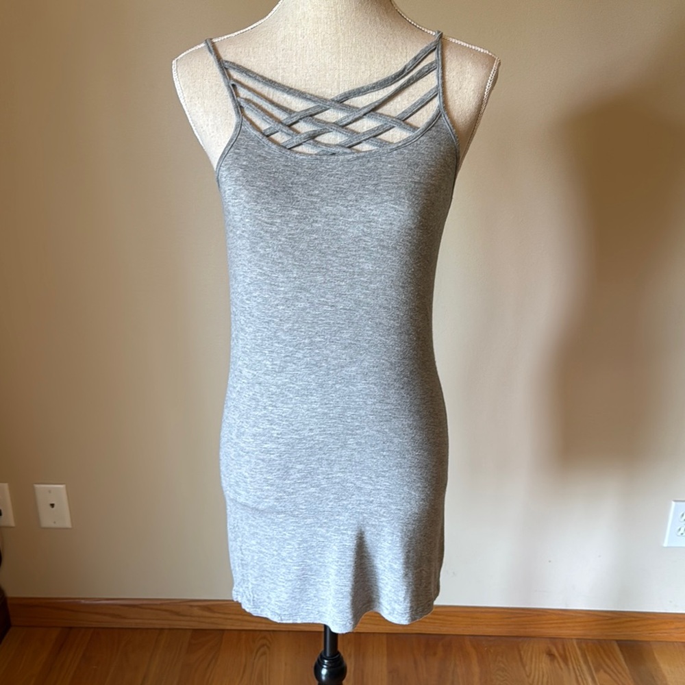 Easel Gray Sheath Mini Dress with Spaghetti Straps